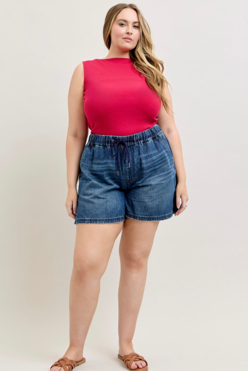 Dark Wash Judy Blue Tie Shorts JB150353 DK