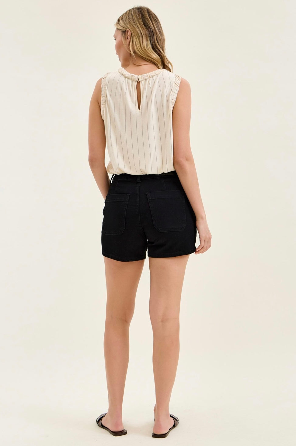 Black High Waist Trouser Shorts 150386 BK