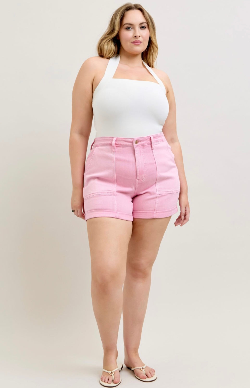 Light Pink HW Judy Blue Shorts