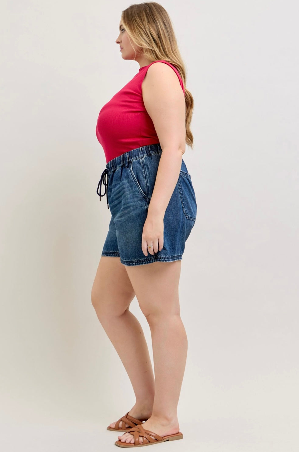 Dark Wash Judy Blue Tie Shorts JB150353 DK