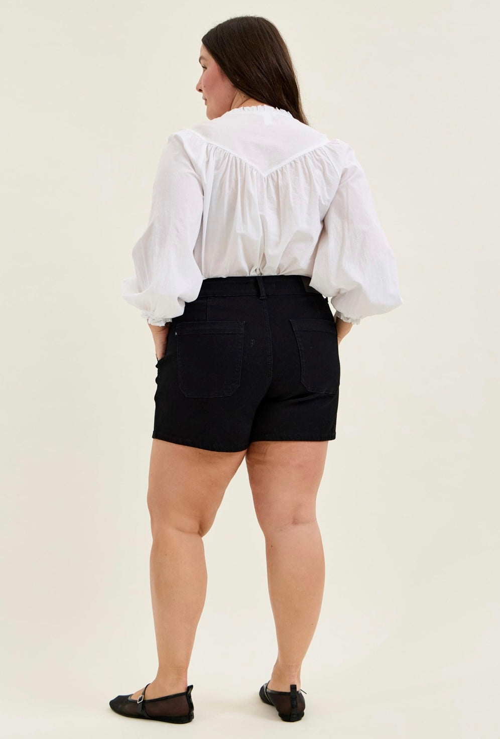 Black High Waist Trouser Shorts 150386 BK