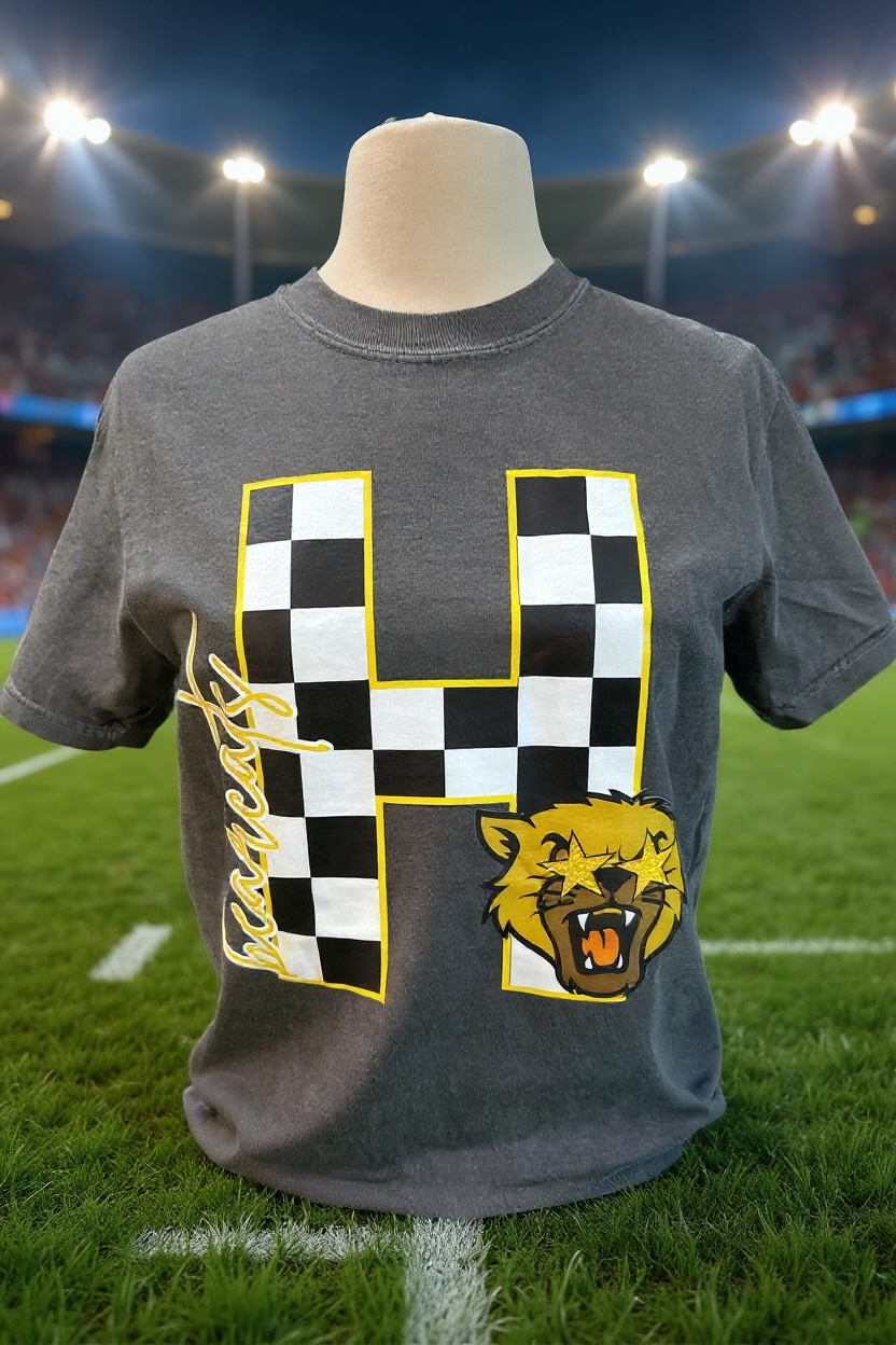 Block Letter Checker Graphic Tee