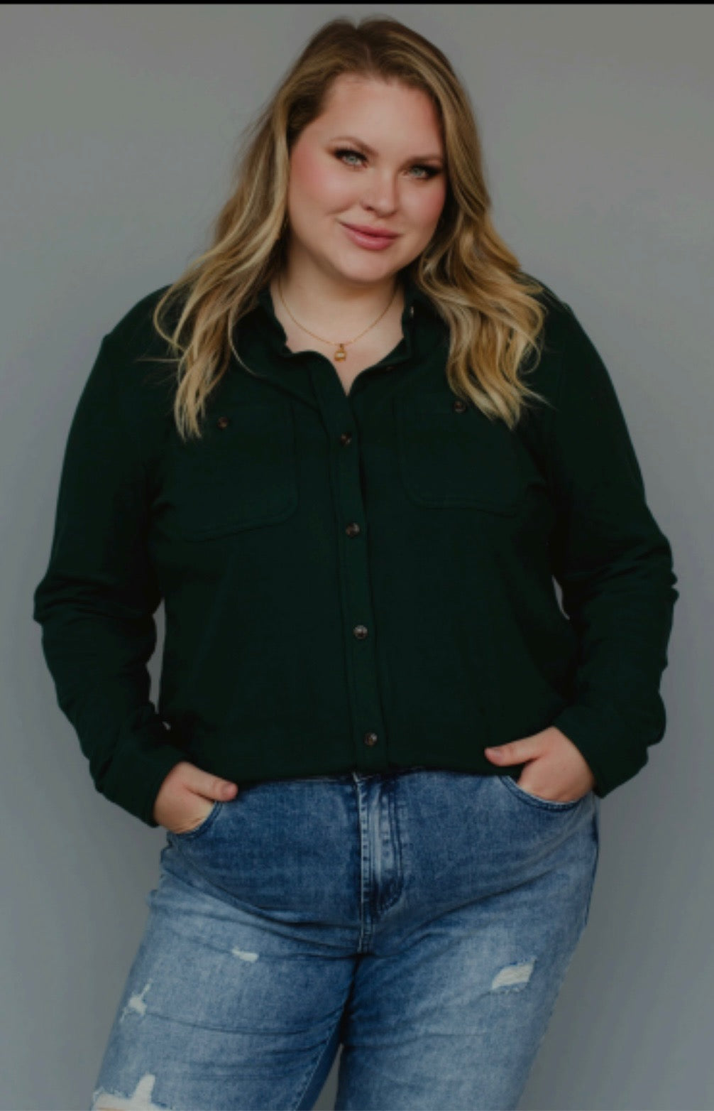 Hunter Green Button Up