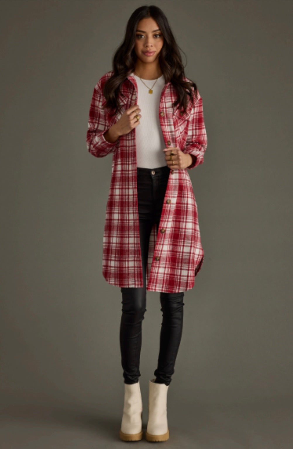 Red & White Plaid Shacket