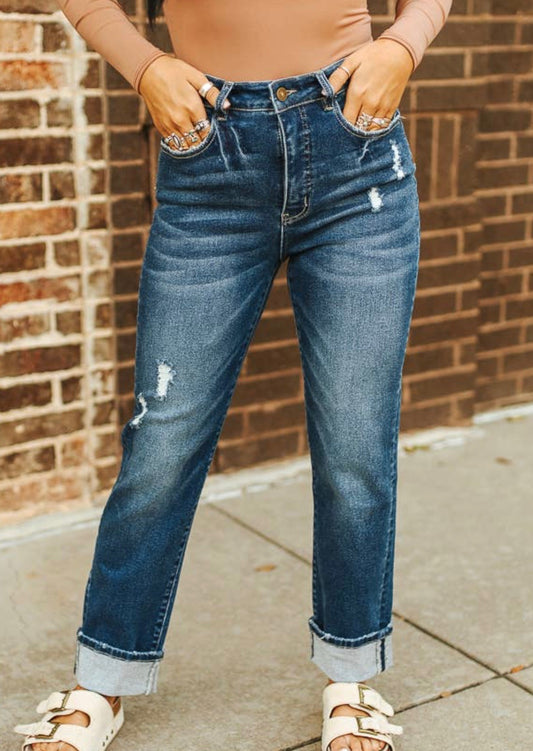 Dark Wash High Rise Boyfriend Jeans