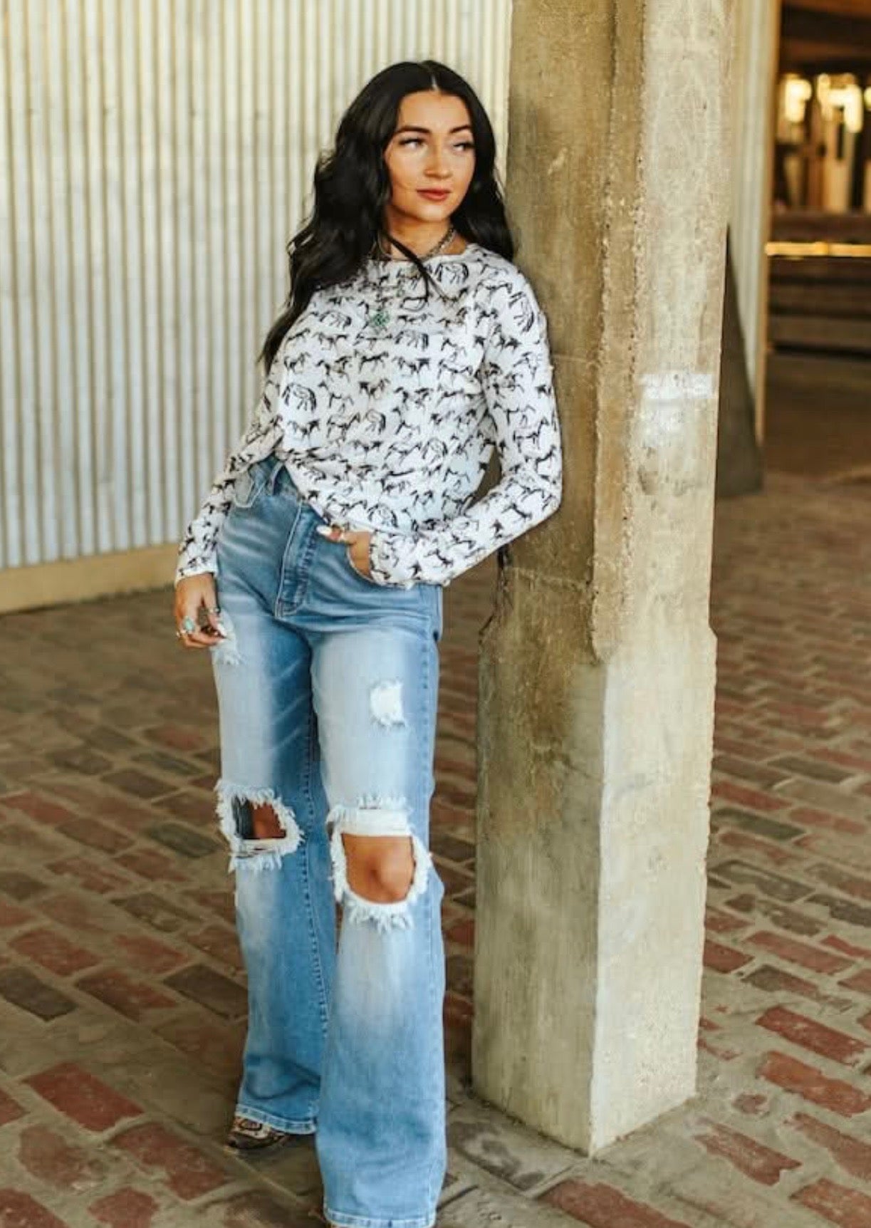 Light Wash High Rise Distressed Bootcut Jeans