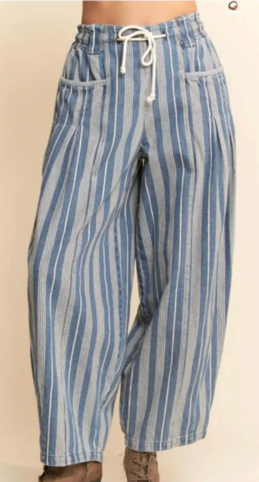 Blue & white stripped pants
