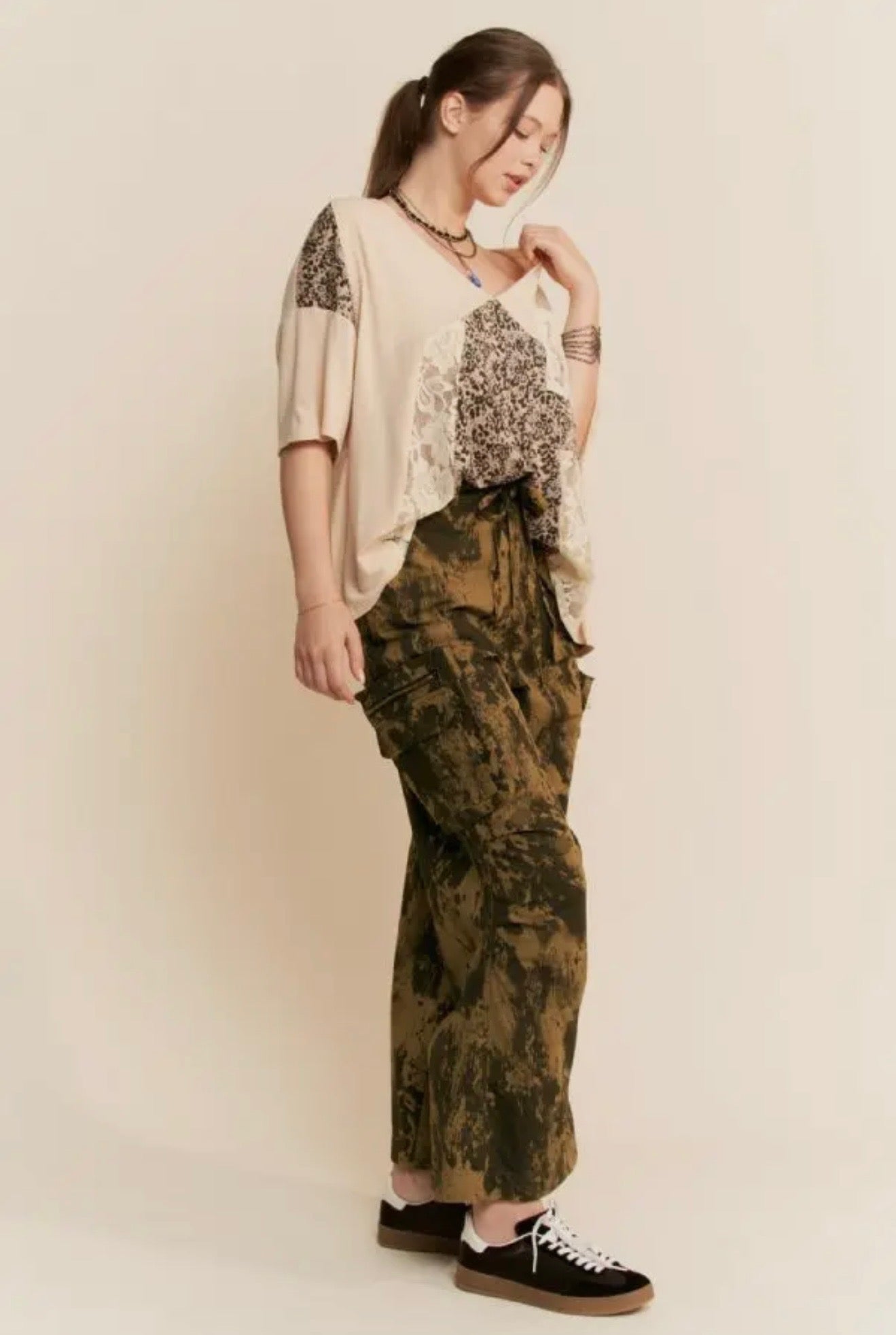 Washed effect cargo pants