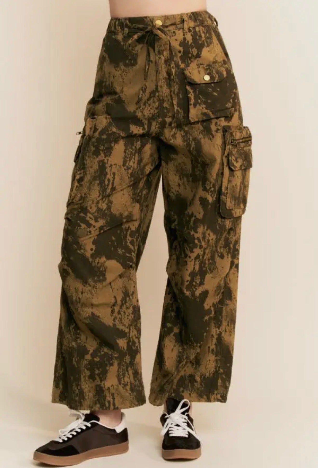 Washed effect cargo pants
