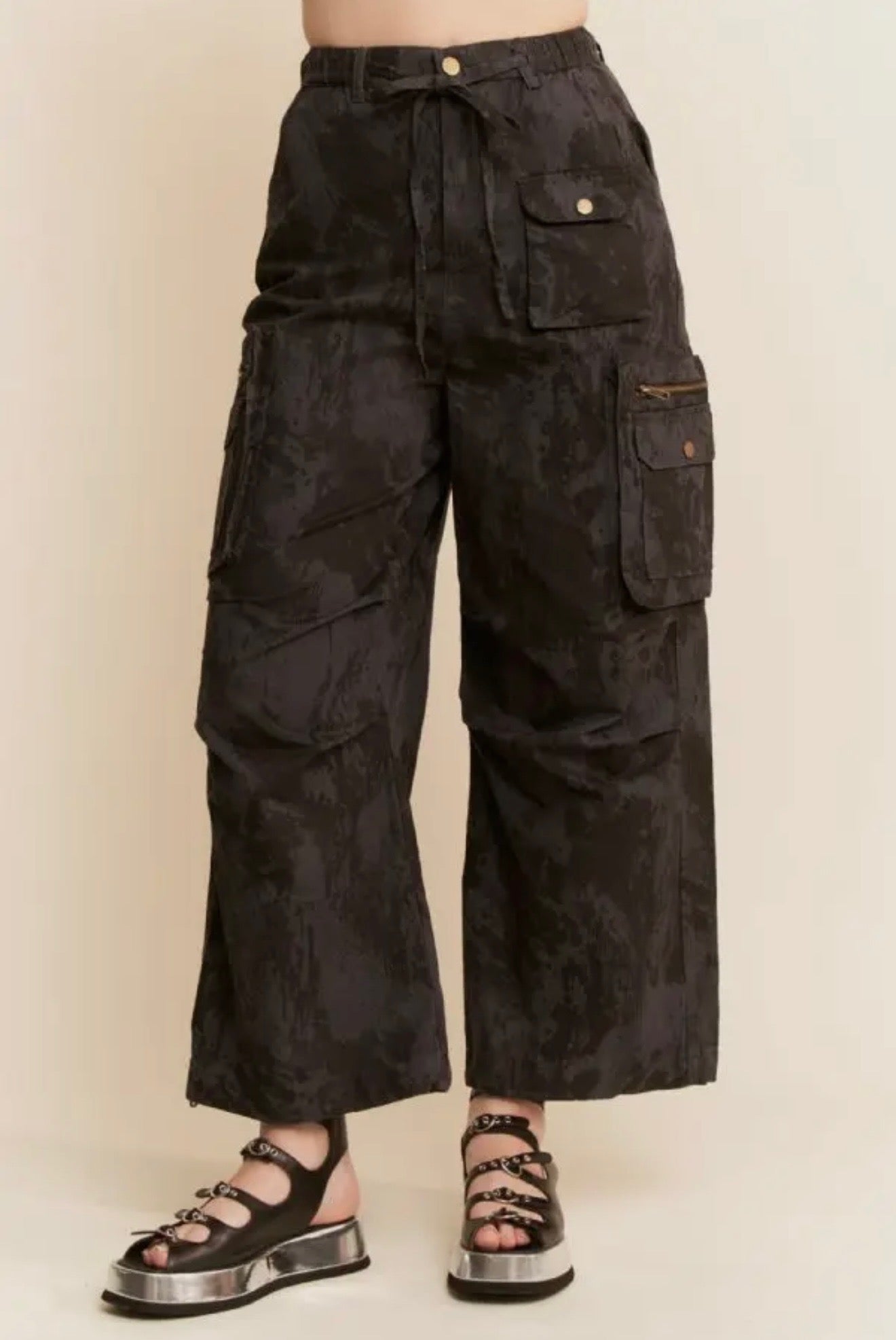 Washed effect cargo pants