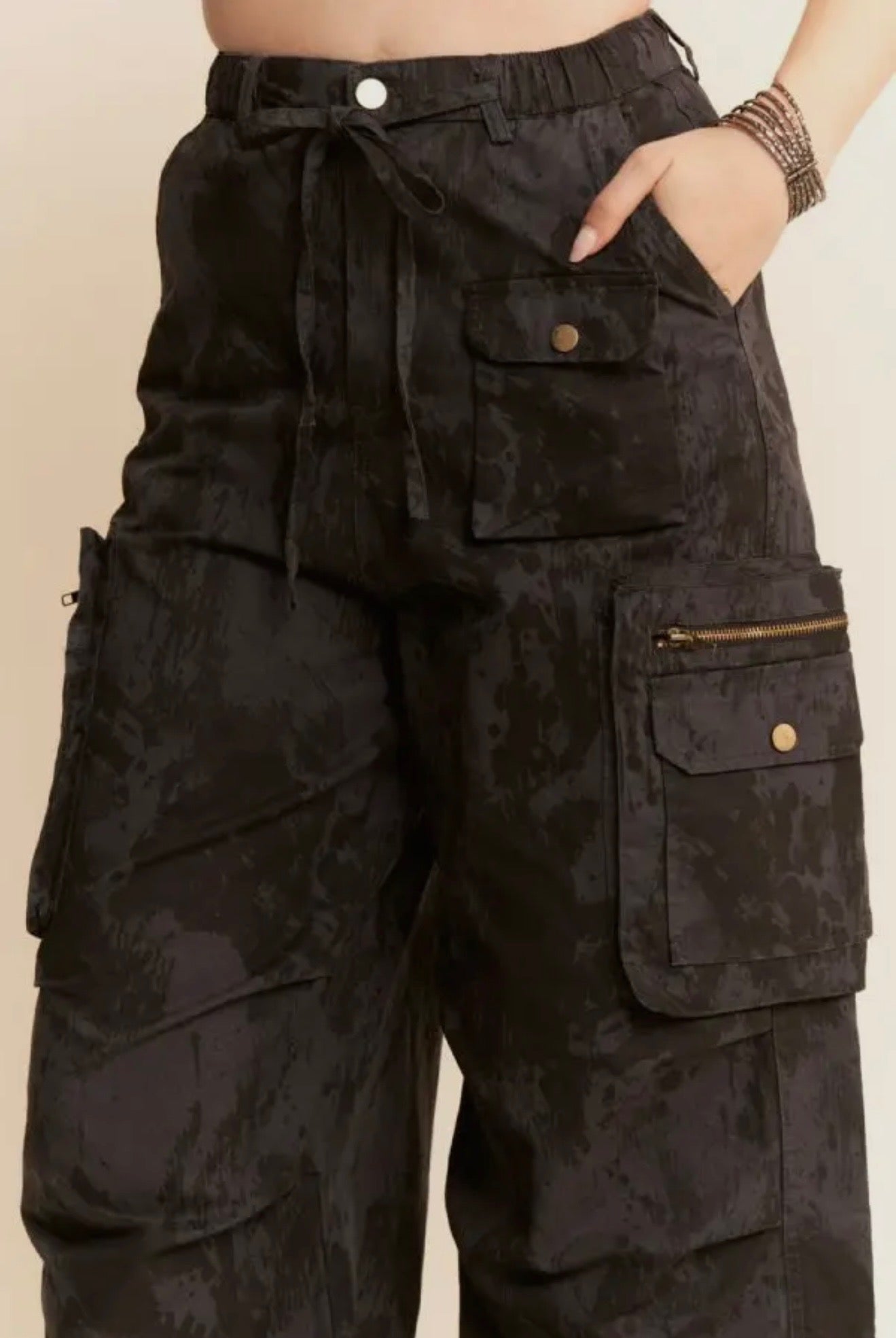 Washed effect cargo pants