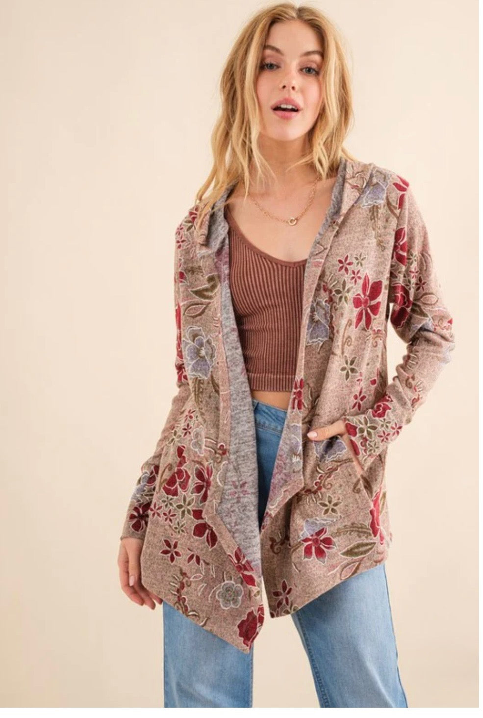 Multi floral knit cardigan