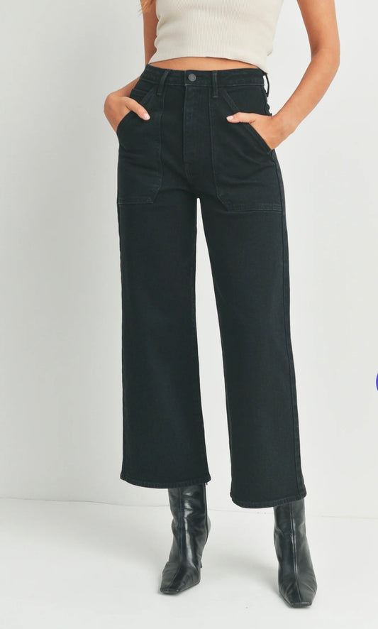 Cargo pocket wide leg black