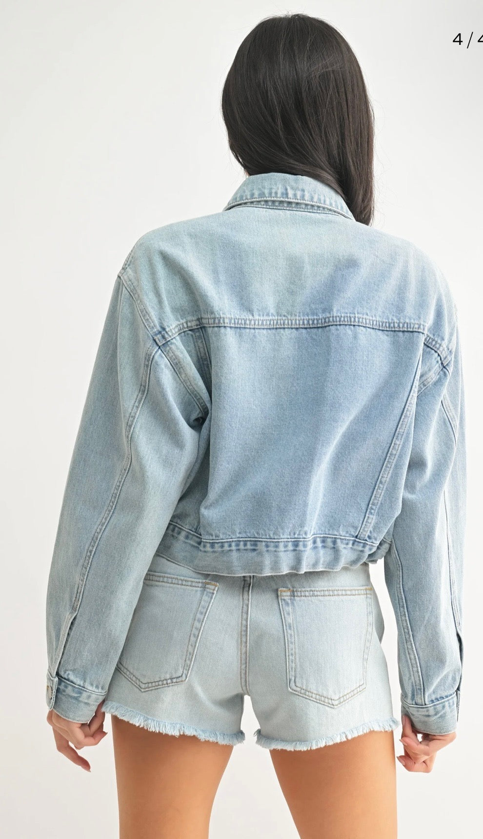 Tied waist denim crop jacket