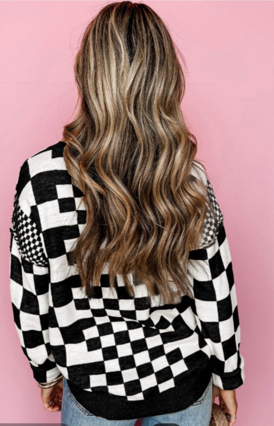 Black & white check sweater