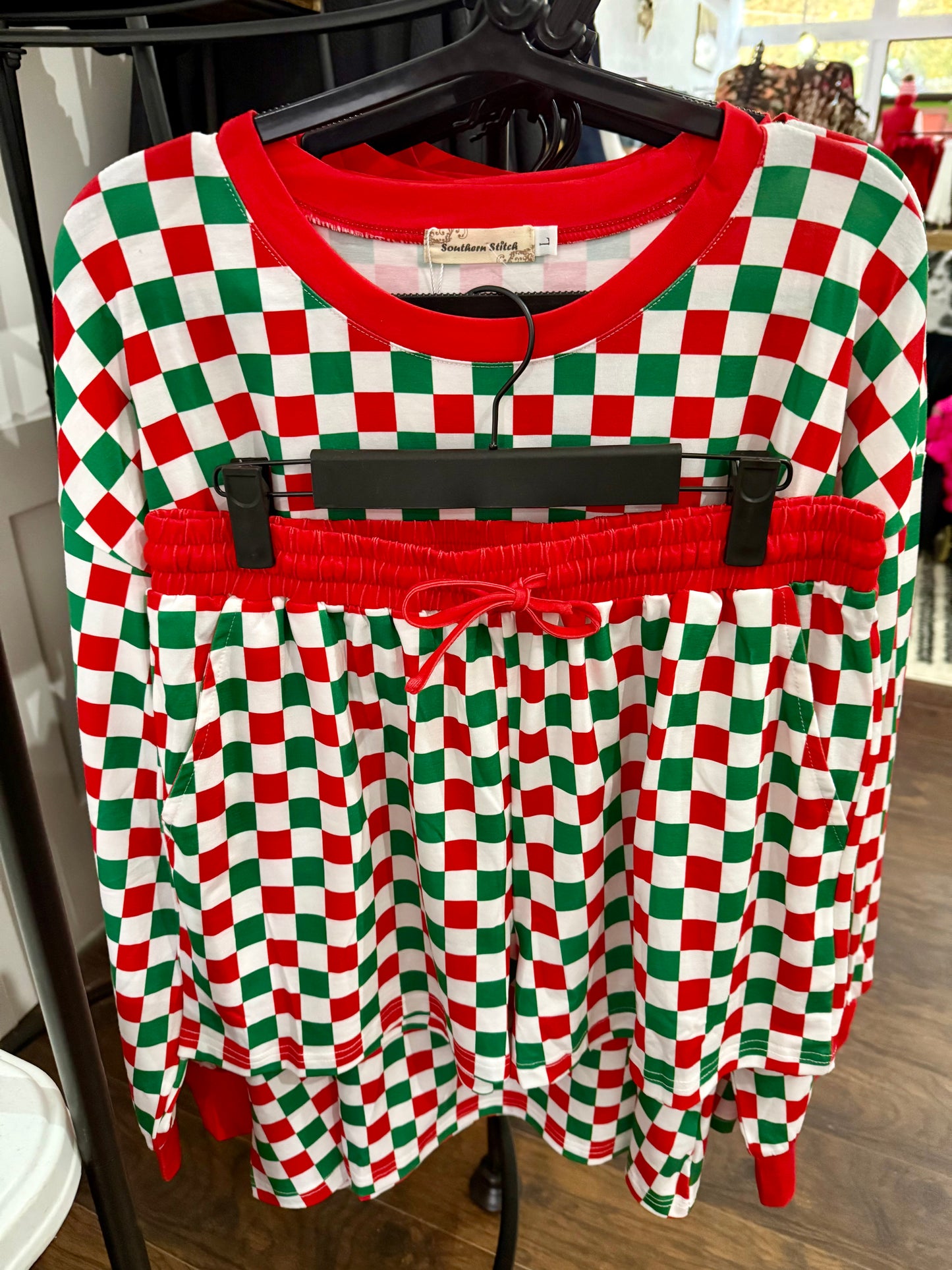 Red & green check pj’s