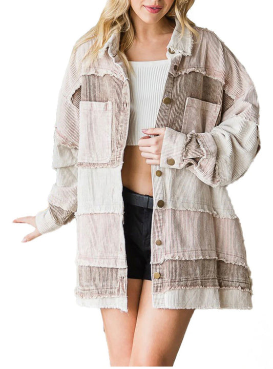 Mineral wash colorblock shacket