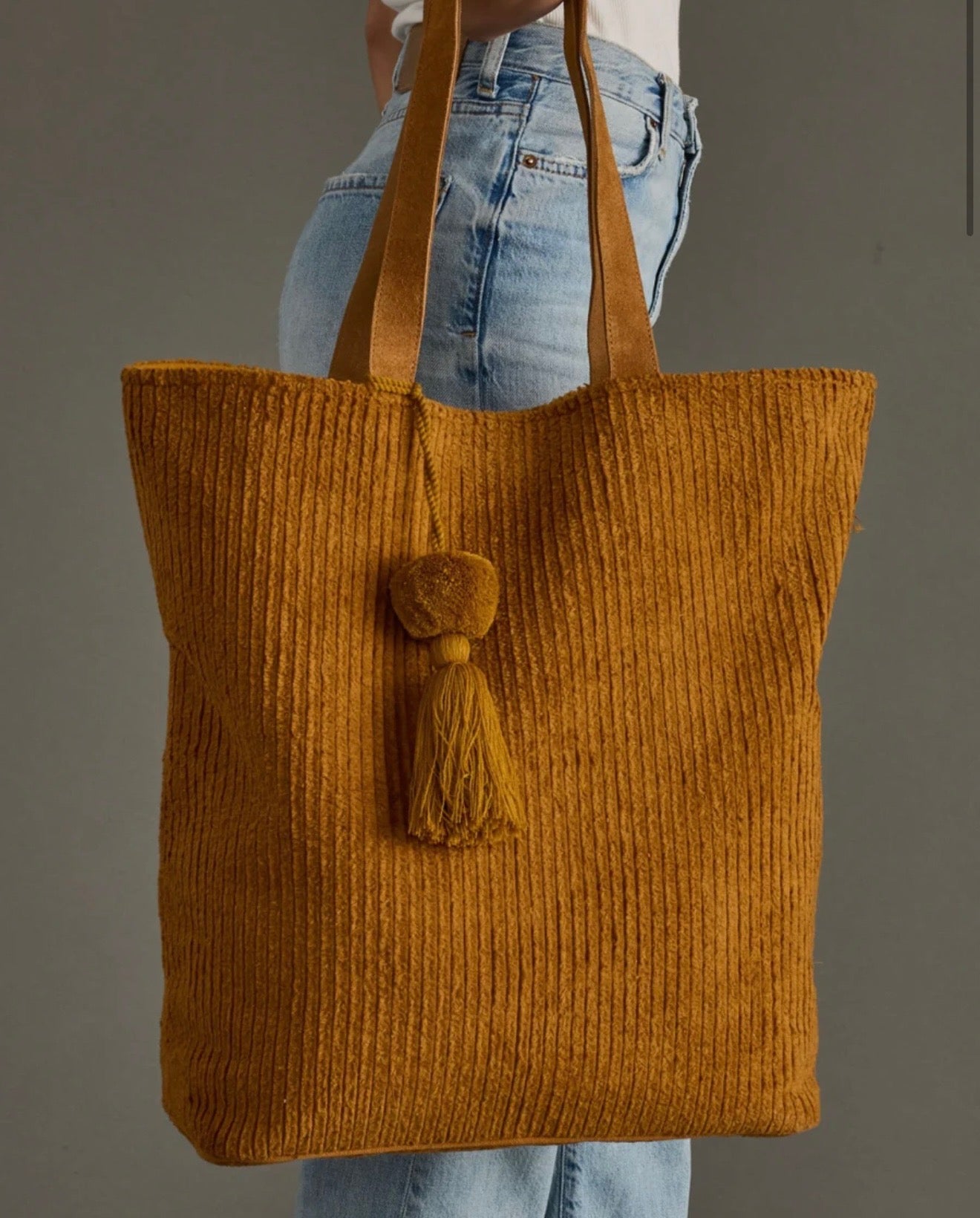 Mustard corduroy tote