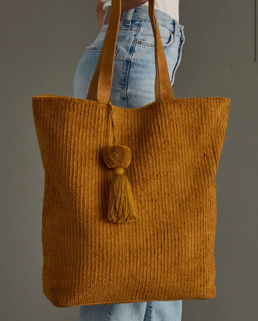 Mustard corduroy tote