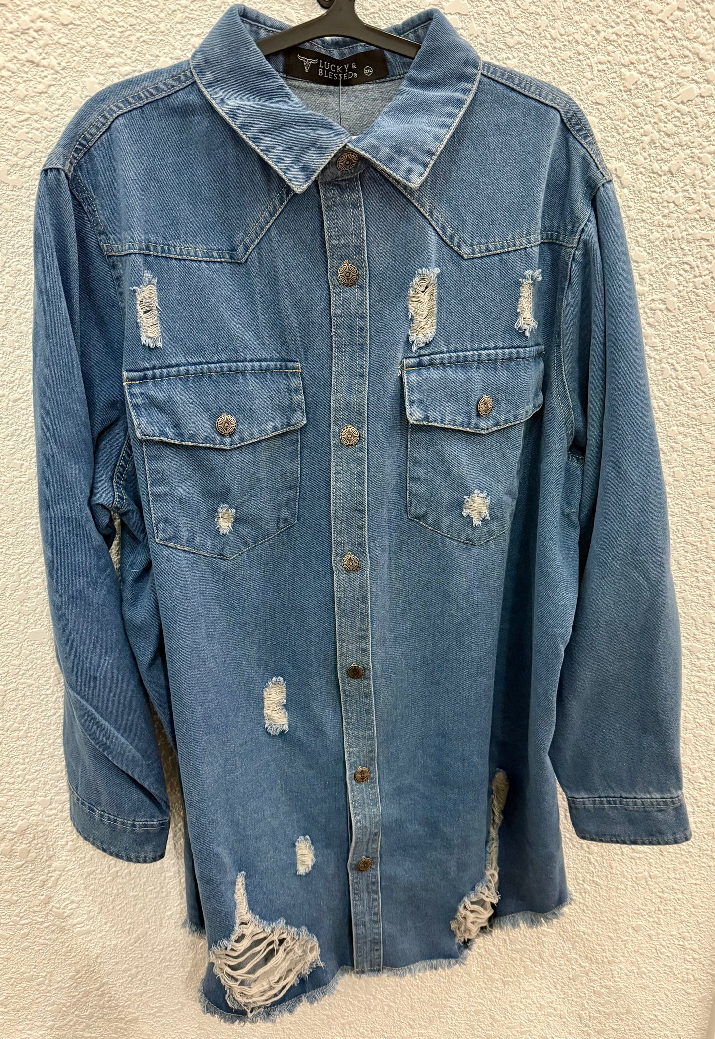Denim distressed jacket