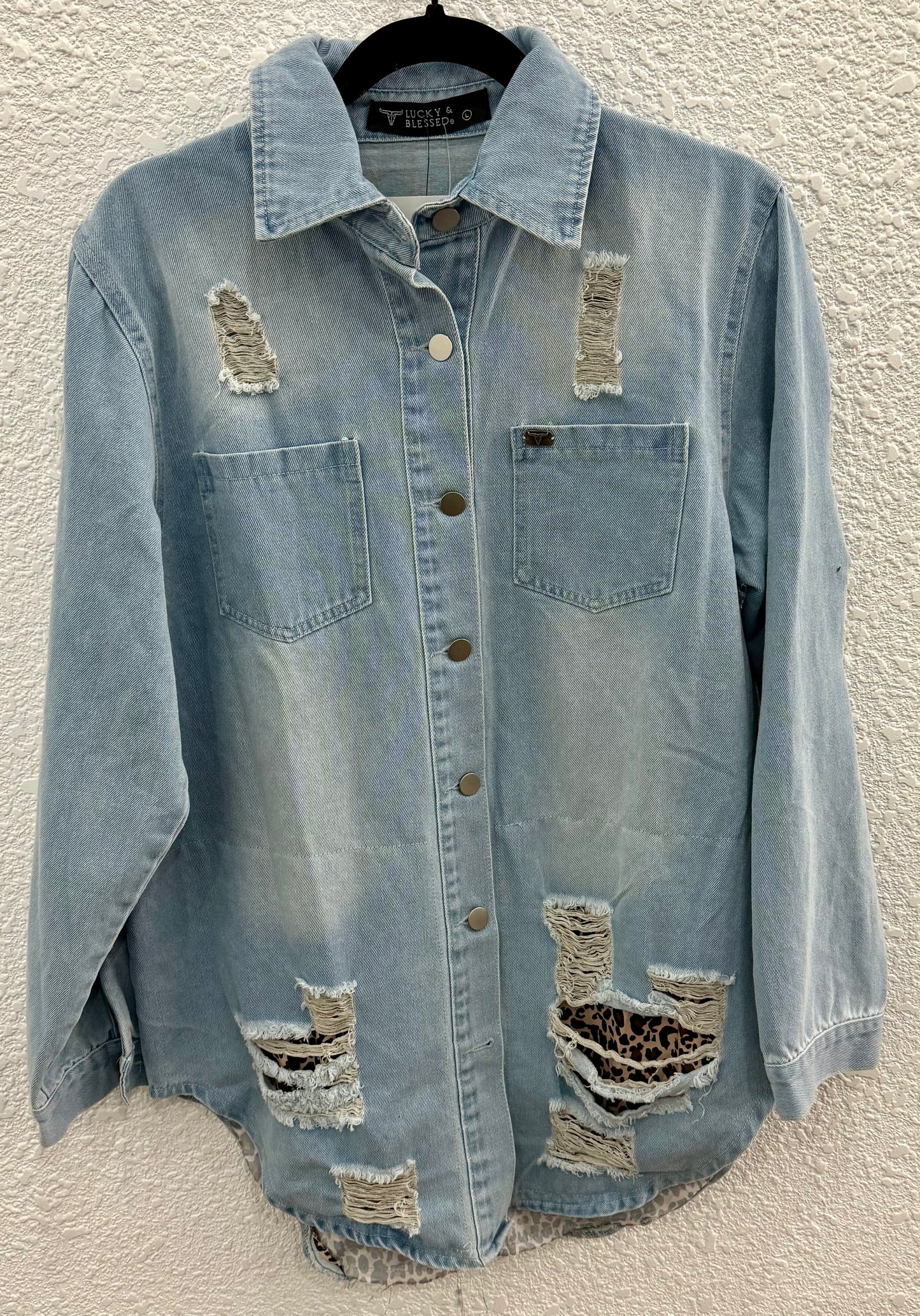 Denim distressed jacket