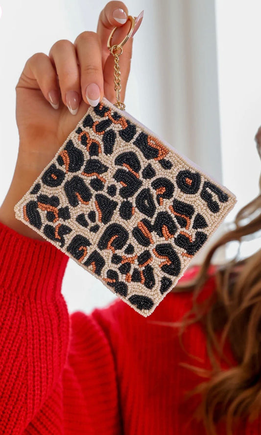 Safari chic leopard coin purse