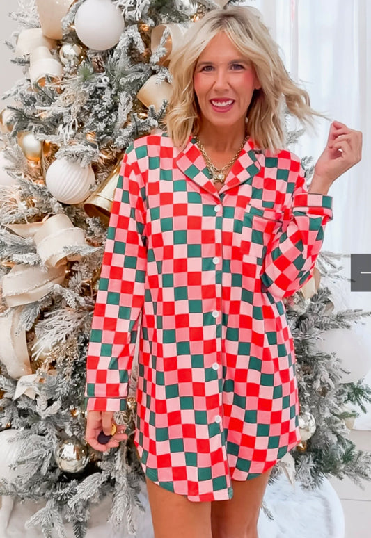 Checkered Christmas nightshirt
