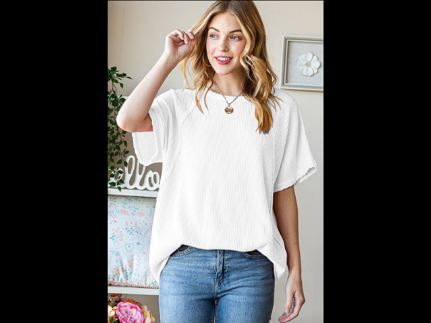 Dolman short sleeve ribbed top- plus