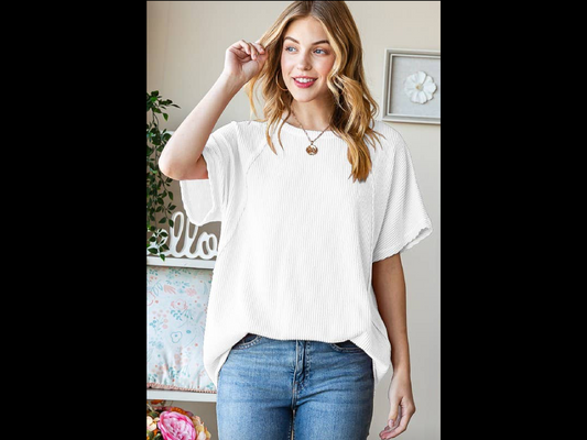 Dolman short sleeve ribbed top- plus