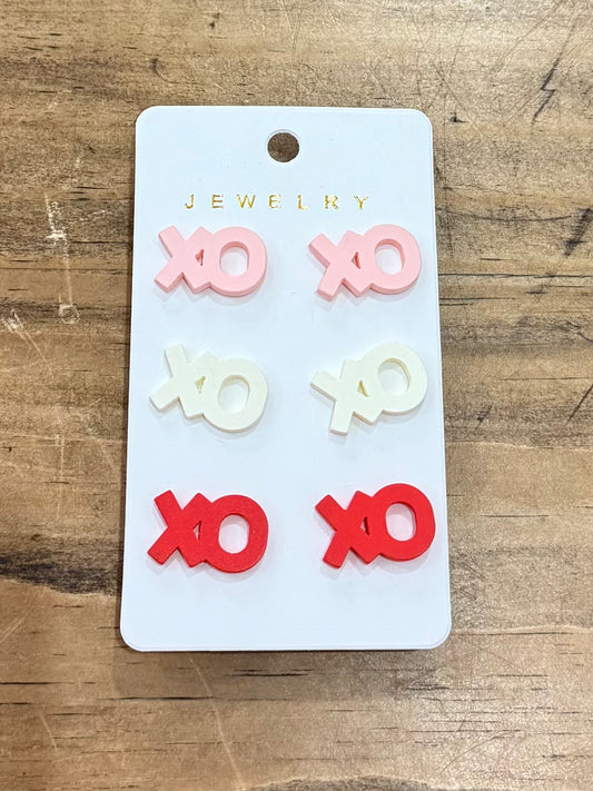 3 set xo earrings
