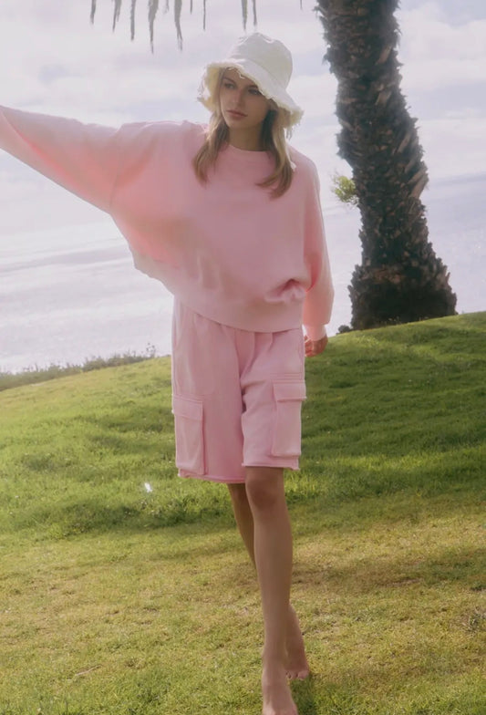 Acid washed French Terry Cargo Shorts