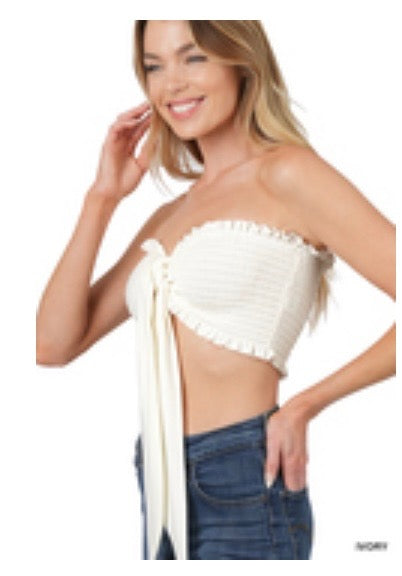 Ribbed Tube Top with tie