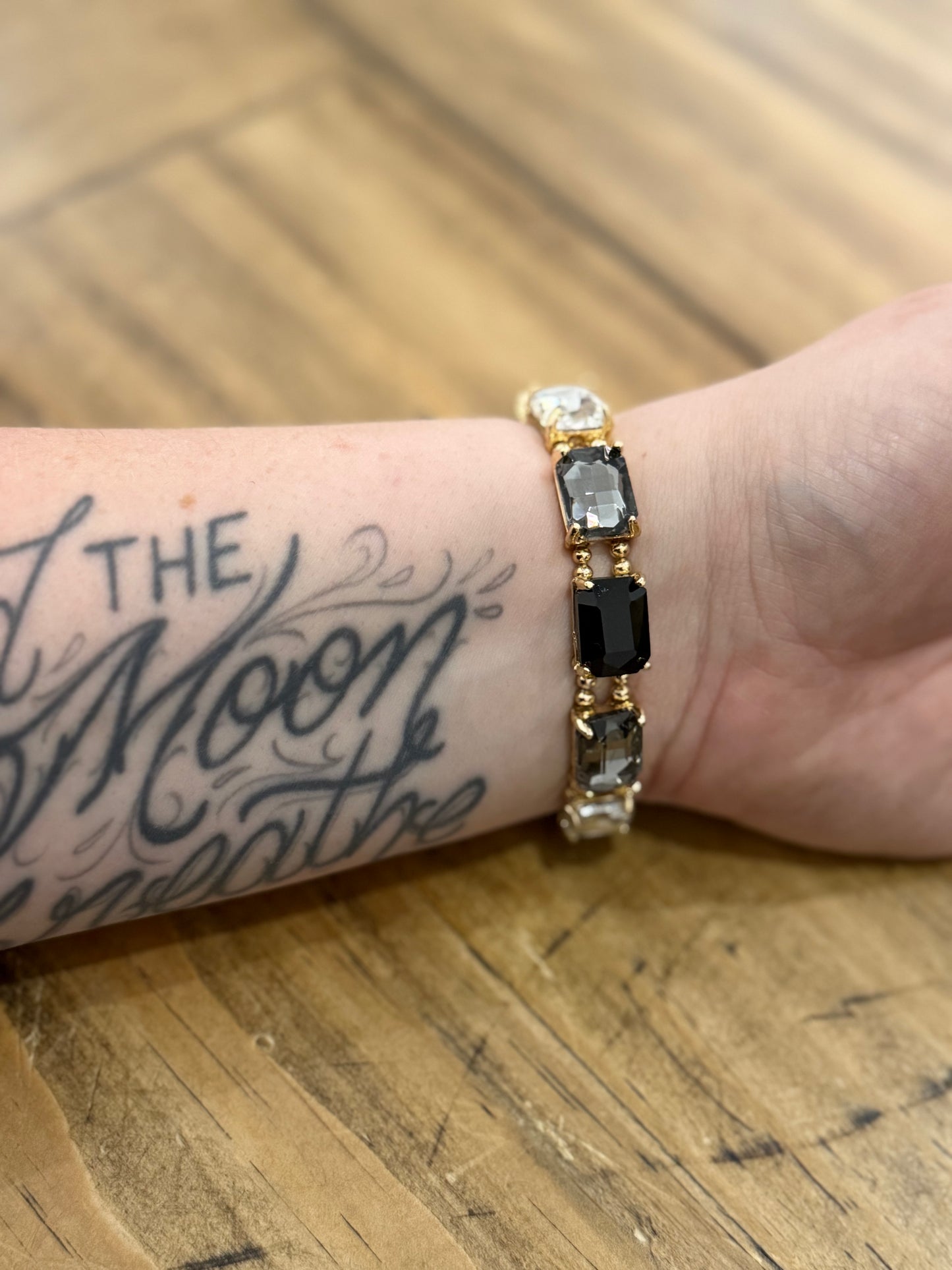 Black, Gray and White Gem Bracelet