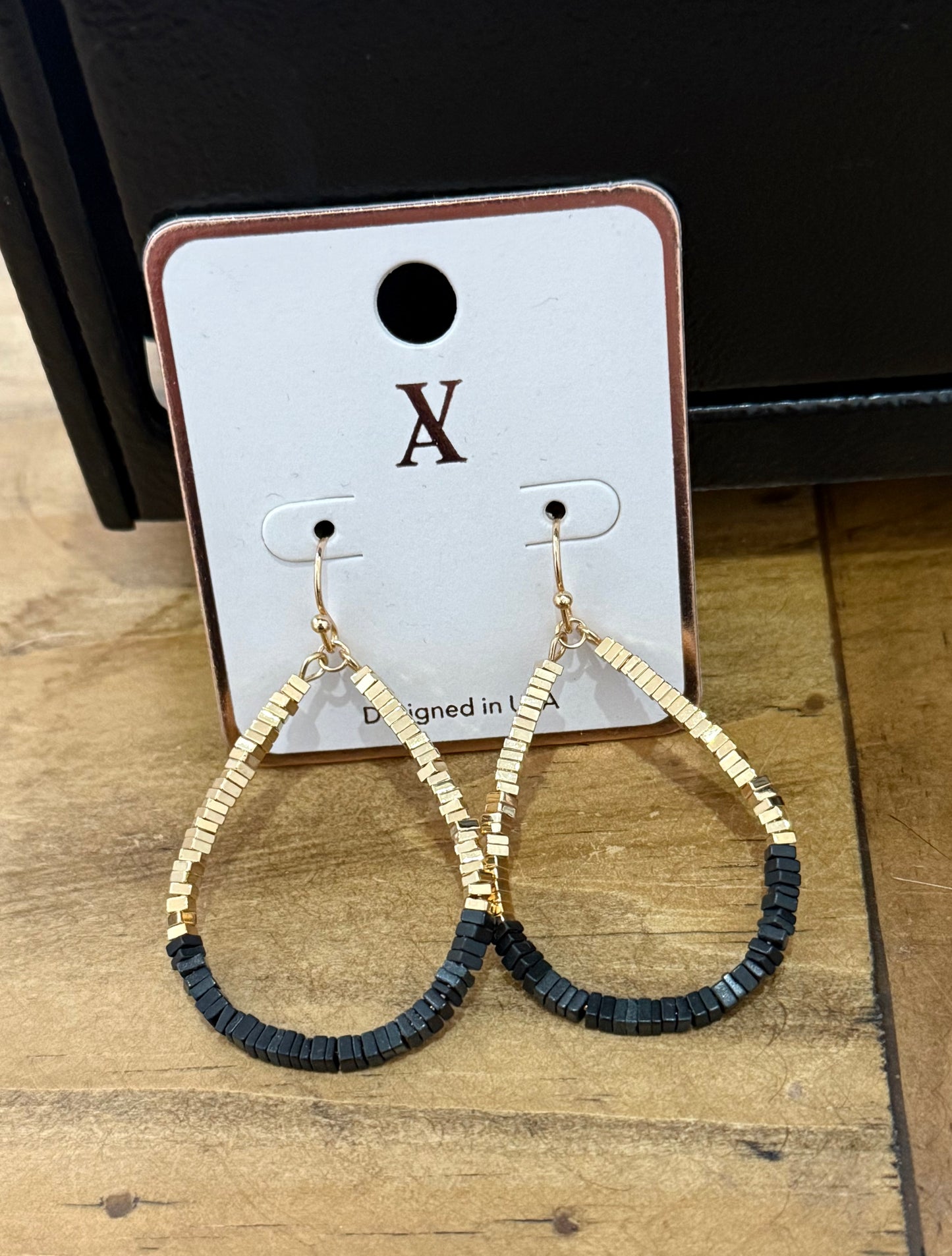 Black/Gold Dangle Earrings