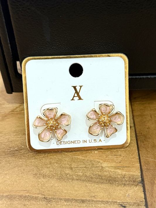 Pink Flower Earrings