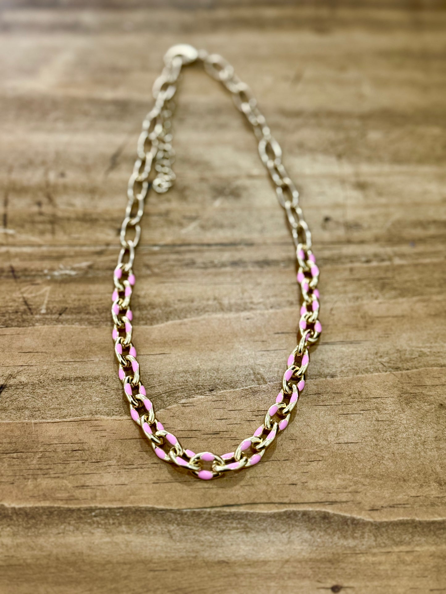 Pink & Gold Chain Necklace