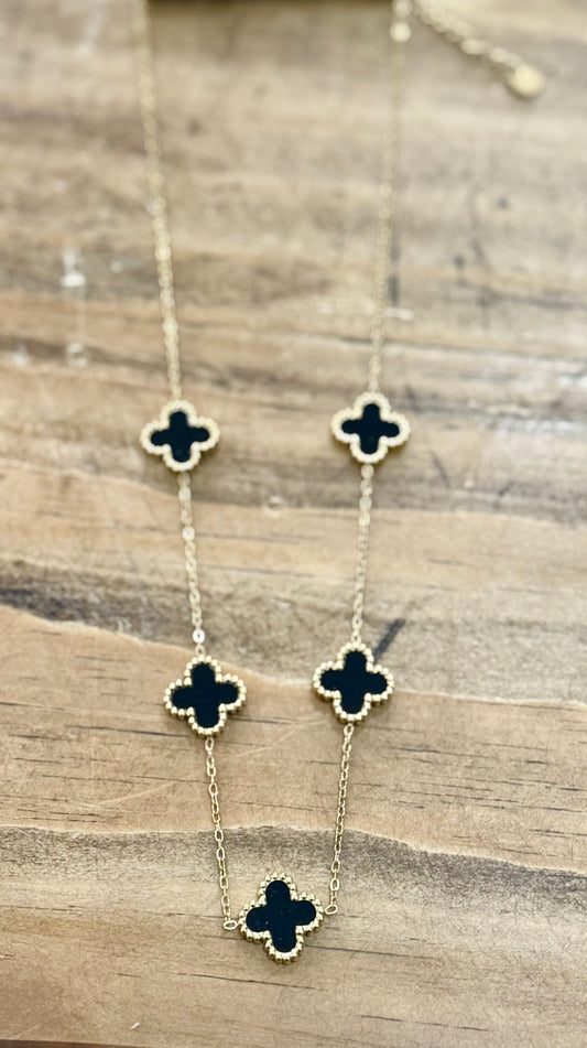 Black & Gold Clover Necklace