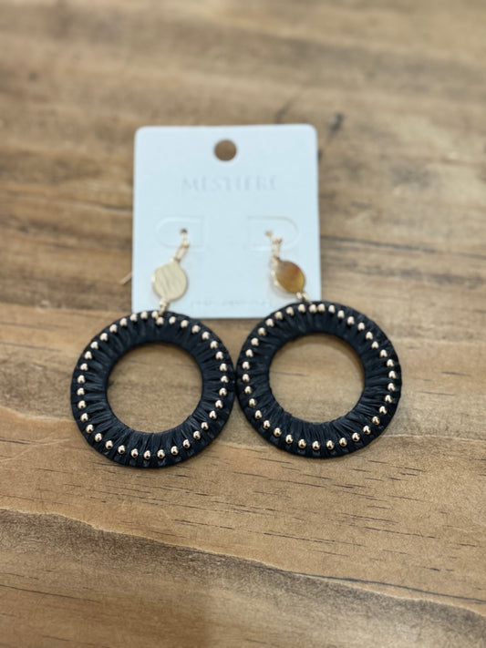 Black & Gold Circle Earrings