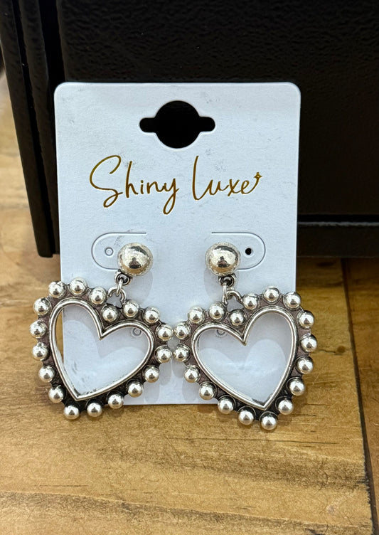 Western Silver Heart Earrings