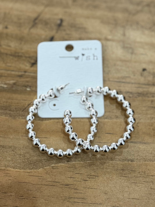 Silver Ribbed Hoop Earrings