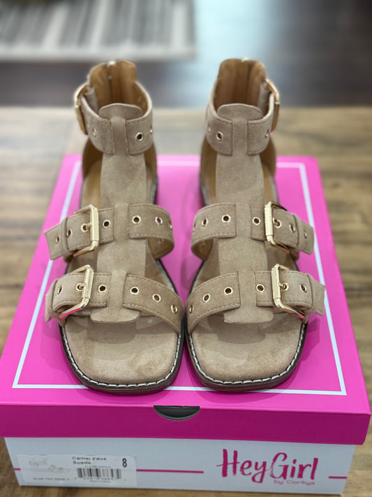 Camel Faux Suede Sandals