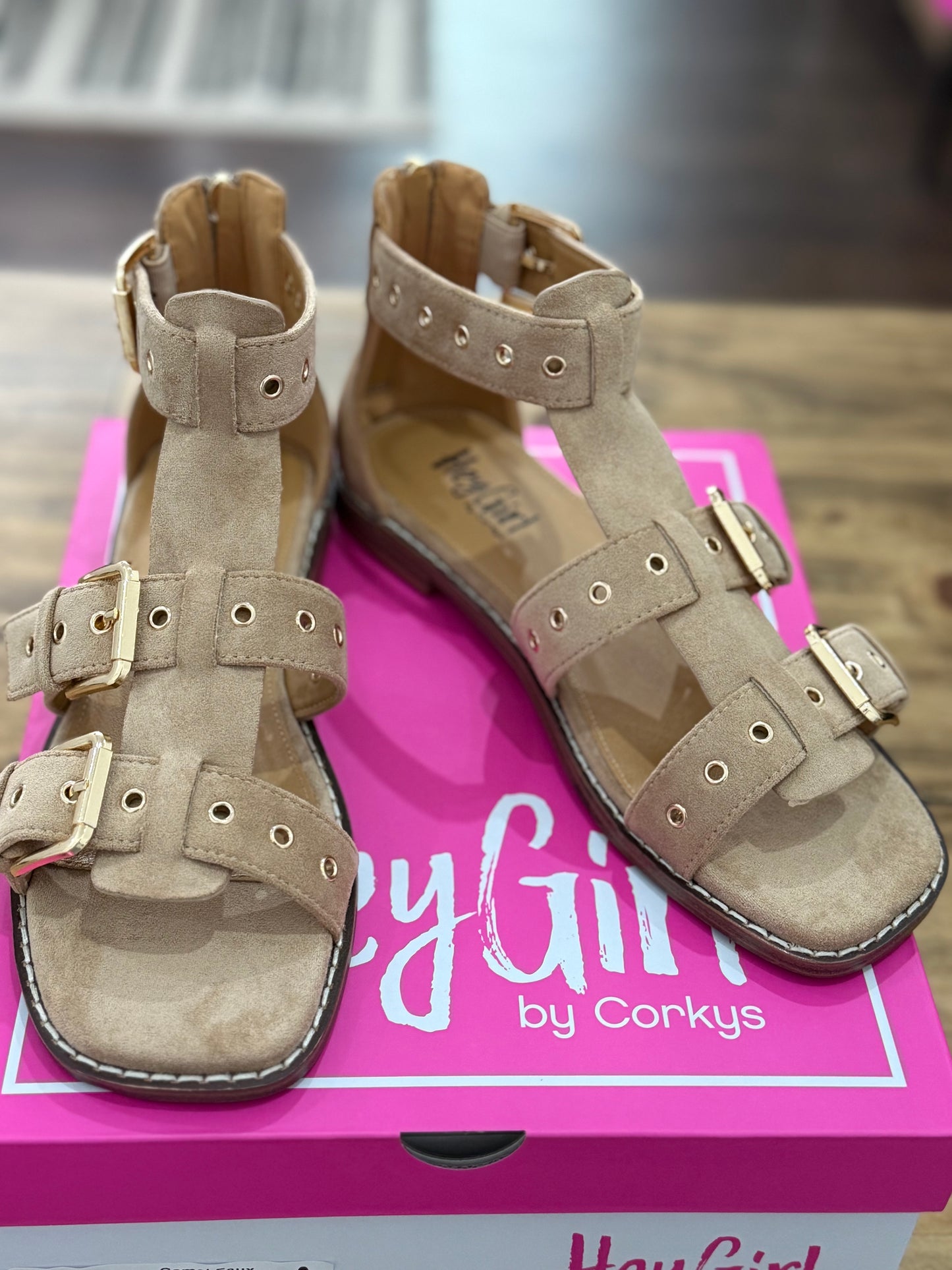 Camel Faux Suede Sandals