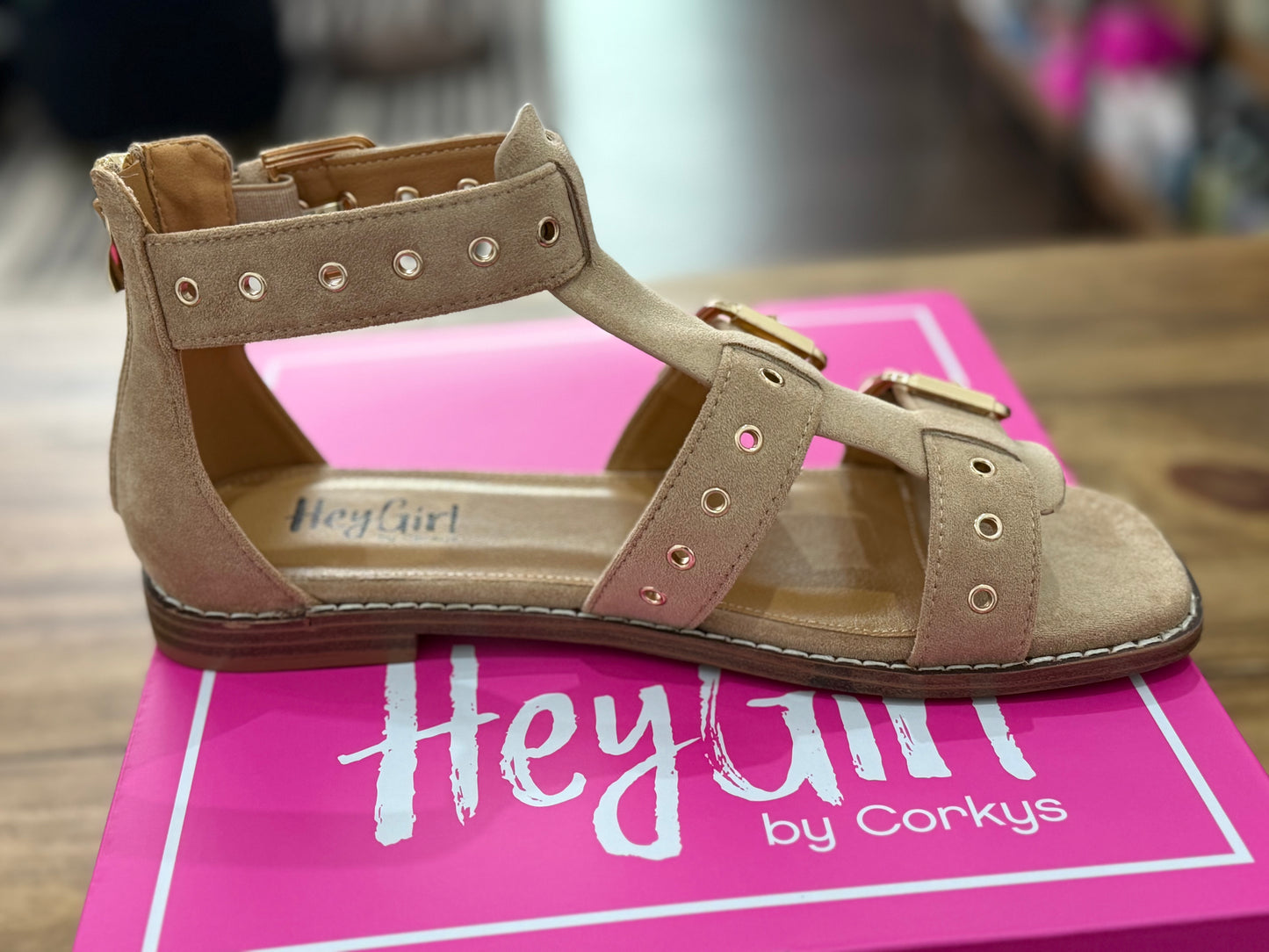 Camel Faux Suede Sandals