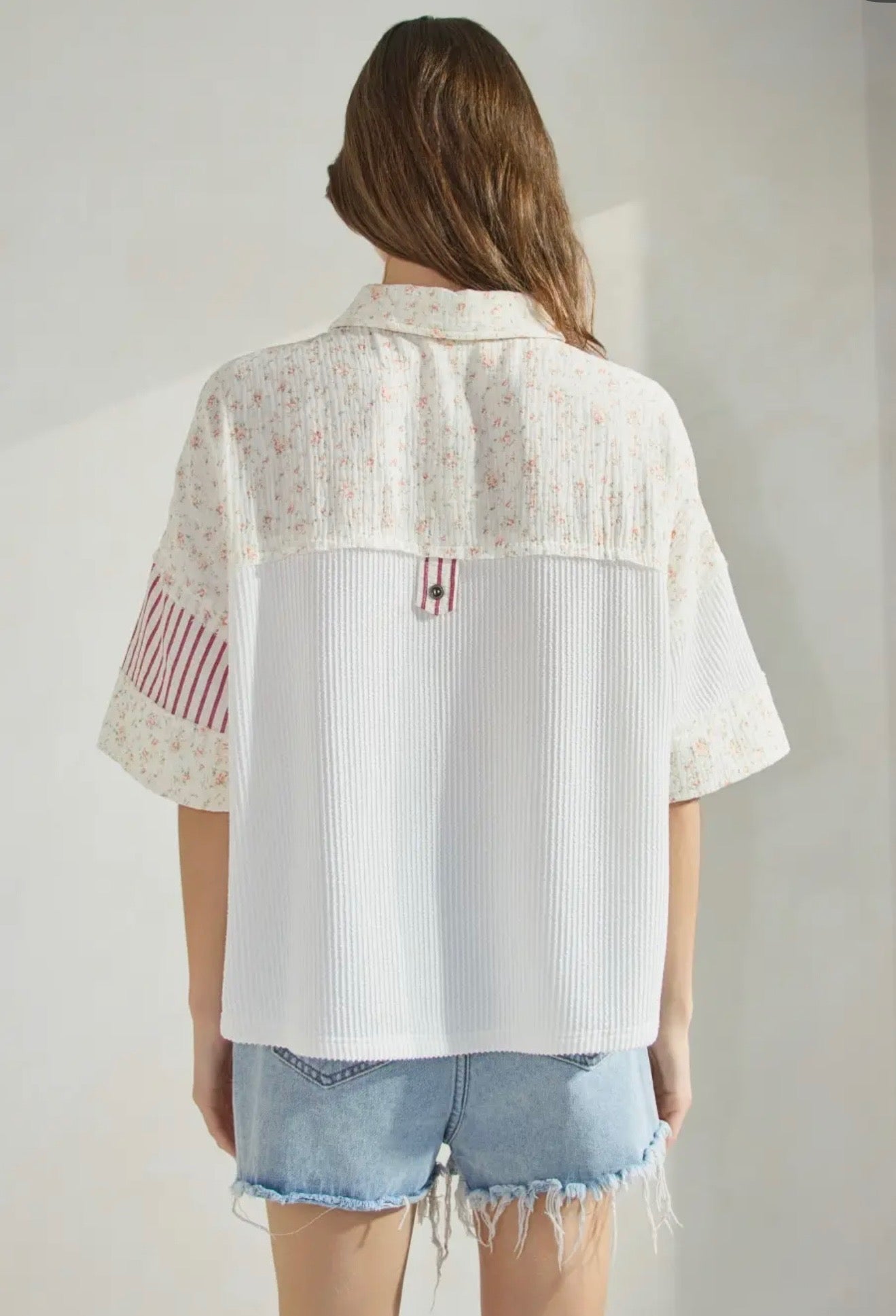 Floral Stripe Button Down Shirt