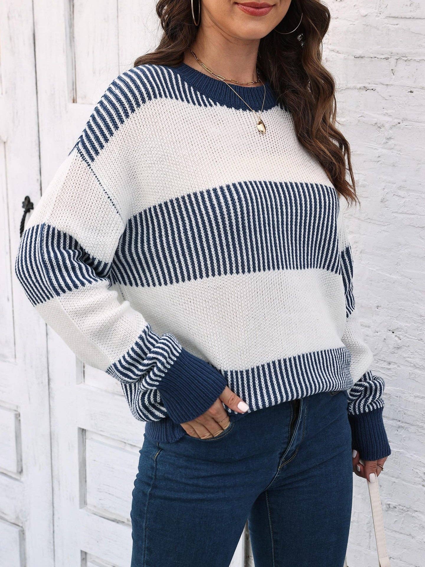 Colorblock Striped Sweater for Fall/Winter