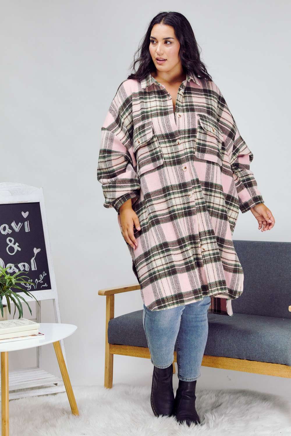 PLUS STRIPE BUTTON DOWN JACKET