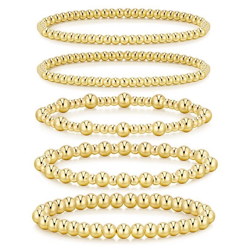 MULTI LAYER GOLD BALL CHAIN BEADED BRACELET | 40B5181