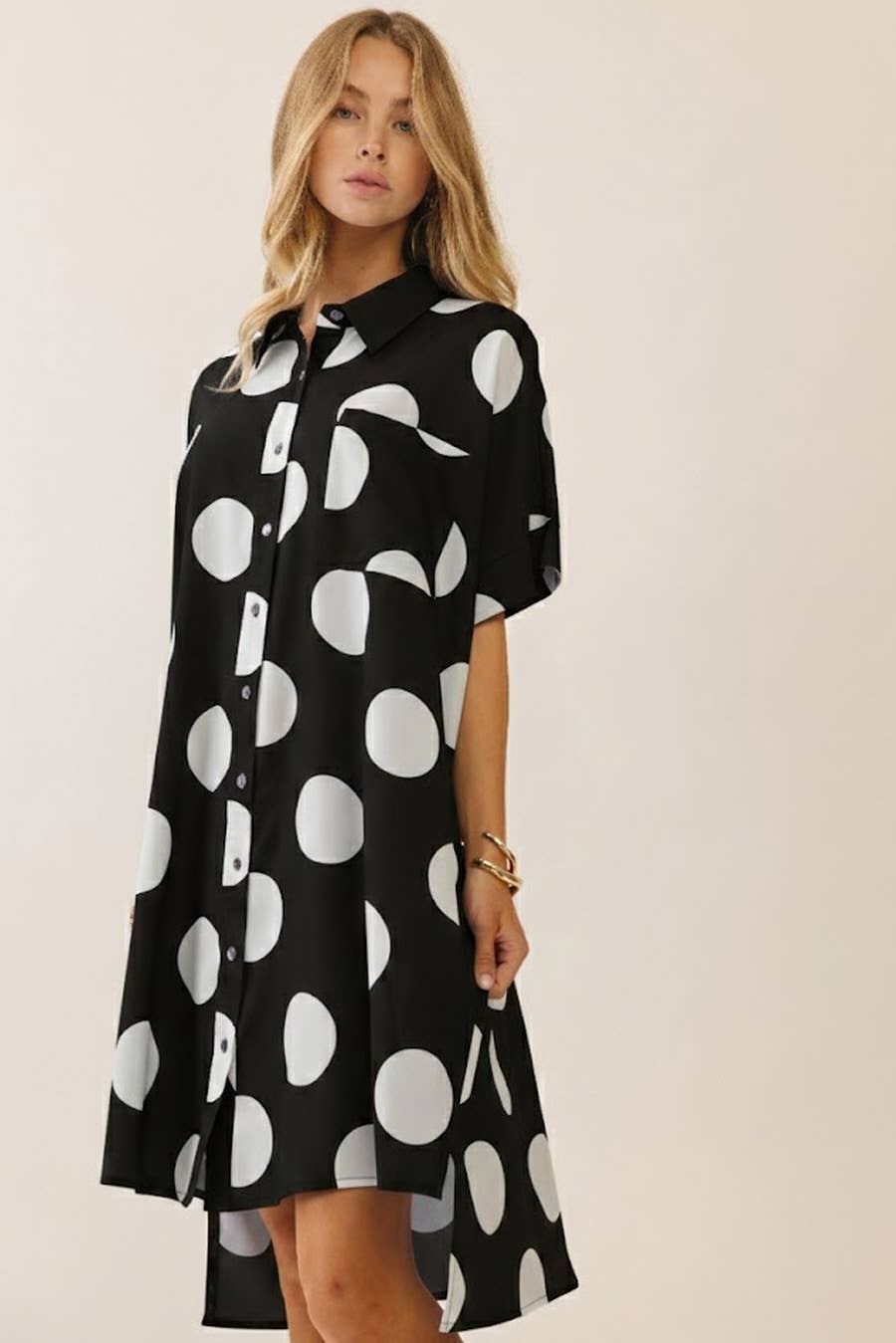 Short Sleeve Polka Dot Dress