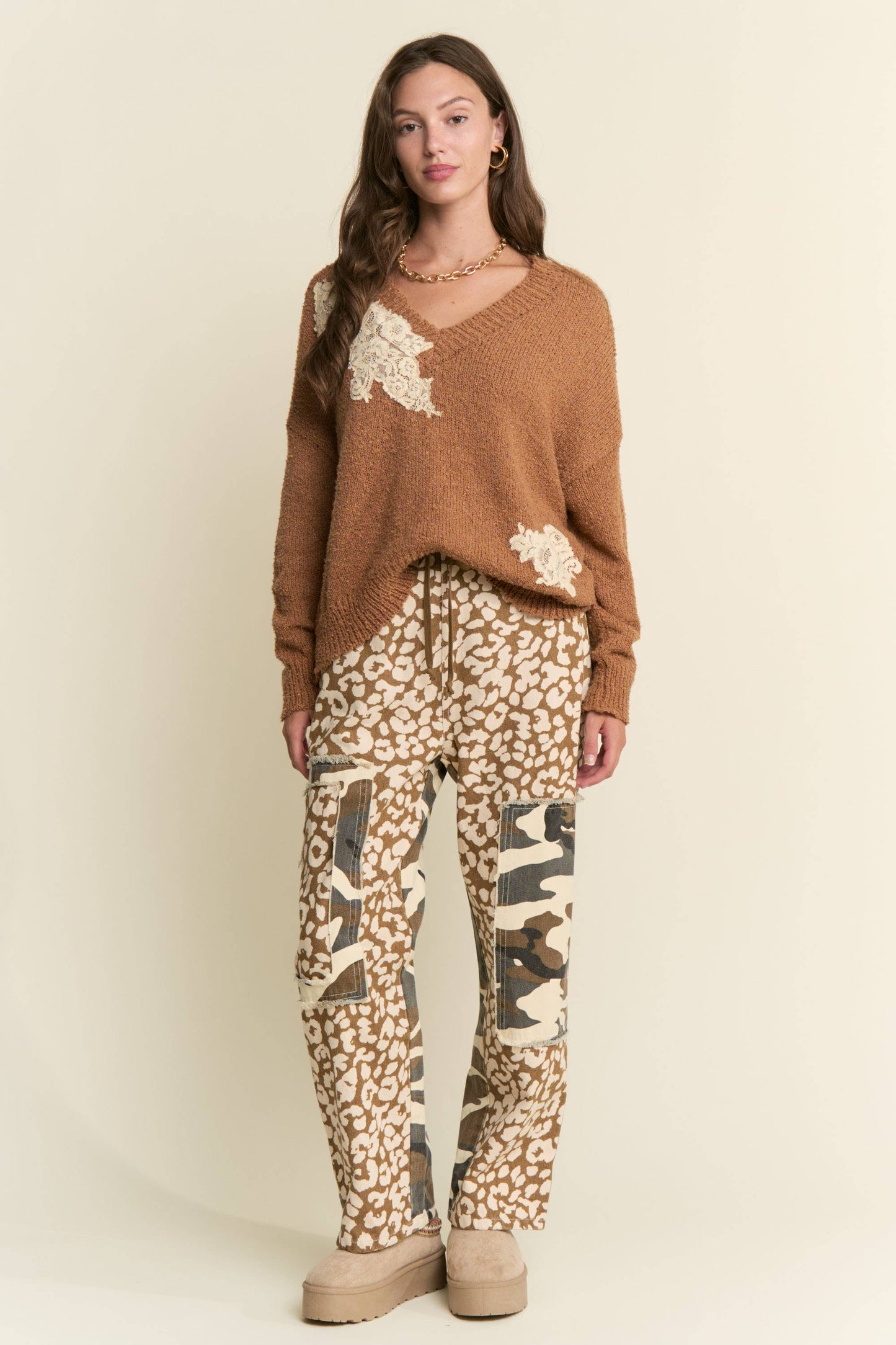 LEOPARD & CAMOUFLAGE  PRINT PANTS
