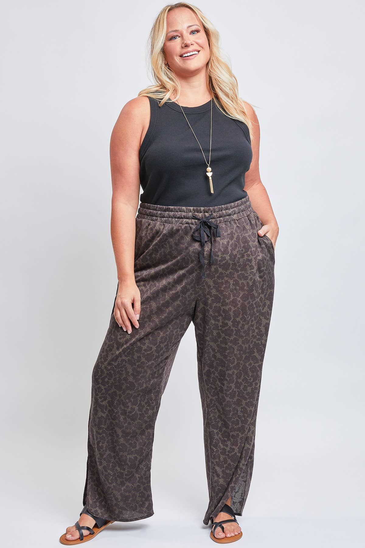 Missy Plus Size Drawstring Wide Leg Pant